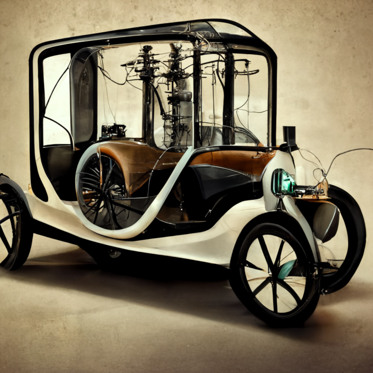 A 100 years old electric car by I.A. Midjourney - Revolte
